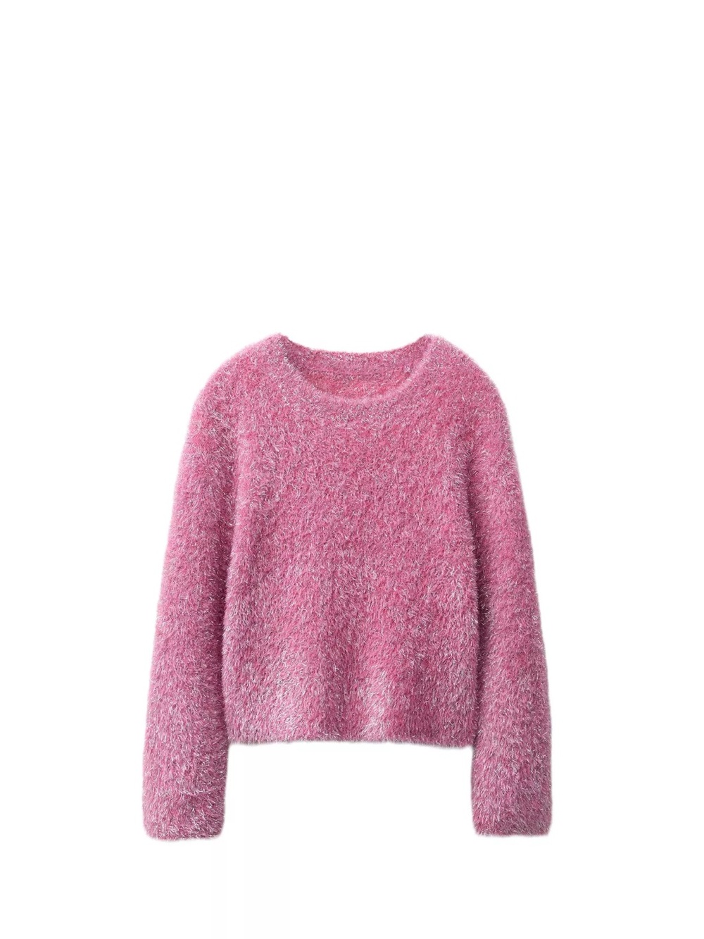 Zara Pink Fuzzy Scoop Neck Sweater